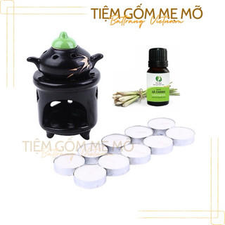 Combo Bếp đốt tinh dầu bằng nến+10 viên nến+tinh dầu - bếp ấm trà