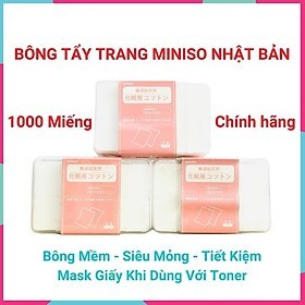 Hộp 1000 miếng bông tẩy trang Miniso mỏng tiết kiệm