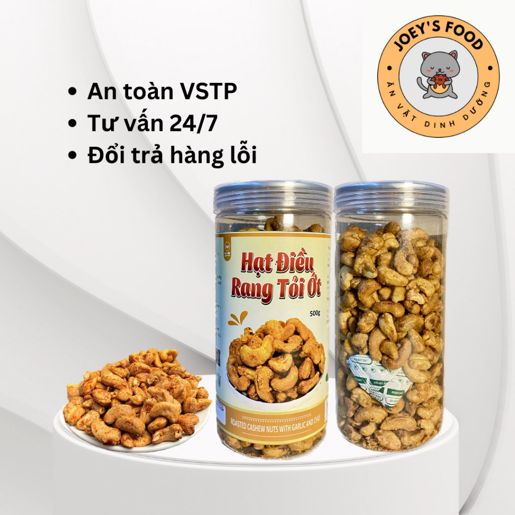 HẠT ĐIỀU RANG TỎI ỚT 500g Ăn vặt dinh dưỡng - Joey's Food
