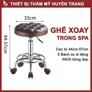 Ghế Xoay Spa, Ghế Massage Đôn Hơi Có Múi, Chiều Cao Thay Đổi Linh Động, Inox Sáng Đẹp