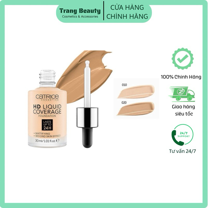Kem Nền Catrice HD Liquid Coverage Foundation 24H 30ML chính hãng