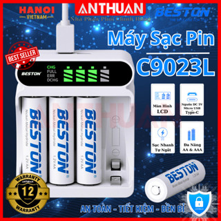 Máy Sạc BESTON C9023L và pin sạc AA (2A) AAA (3A) C9023 - Bộ Sạc thông minh tự ngắt có màn hình LCD