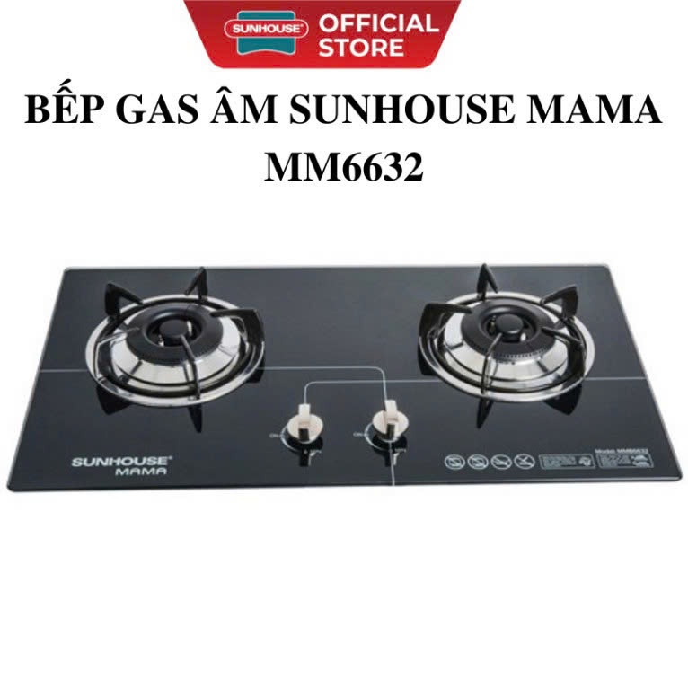 Bếp gas âm Sunhouse Mama MMB6632 siêu tích kiệm gas - An toàn tuyệt đối - Mặt kính toàn phần dễ dàng vệ sinh