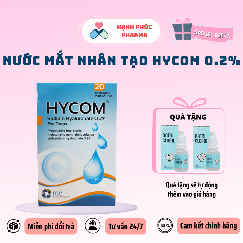 (Mua 1 tặng 1) NƯỚC MẮT NHÂN TẠO HYCOM HA 0.2% - giảm mỏi mắt, khô mắt, bảo vệ mắt