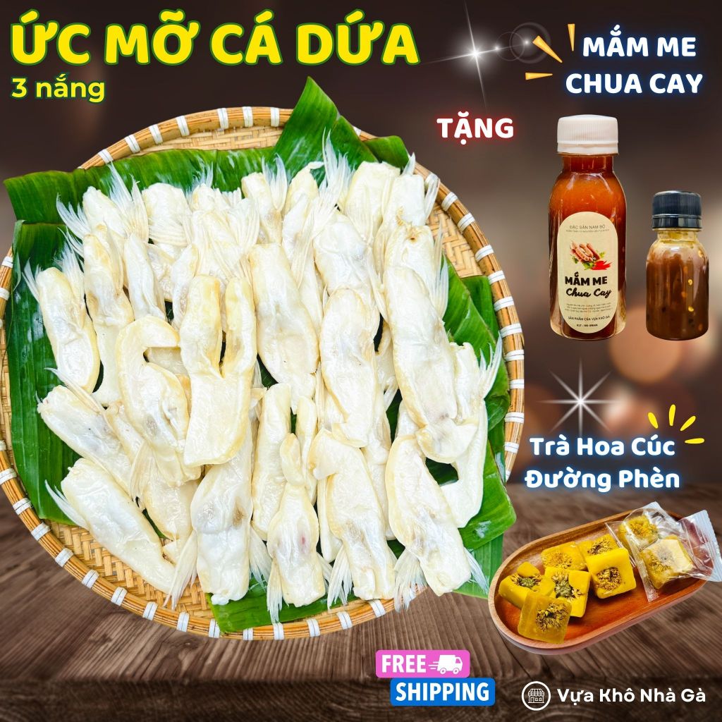 Ức Mỡ Cá Dứa - Tặng Mắm Me hoặc Mắm Tắc - Khô 3 Nắng Hàng Loại 1 - Vị Mặn Vừa Ăn Chiên Giòn Béo - Khô Nhà Gà