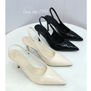 Giày cao gót 9p da bóng mềm mũi nhọn quai hậu hàng cao cấp full hộp  ( TT08 )