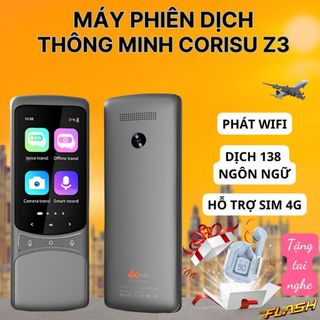 Máy phiên dịch ngôn ngữ CORISU Z3 dịch trực tuyến 138 ngôn ngữ, dịch ảnh, đàm thoại, hỗ trợ sim 4G