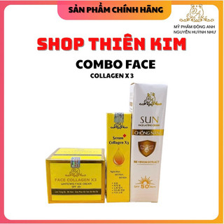 Combo Kem Face + Serum Collagen X3 + Chống nắng X3 Mỹ Phẩm Đông Anh Chính Hãng