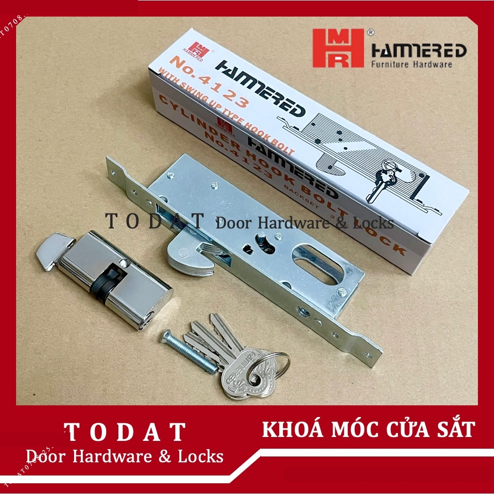 [Hammered] Khoá Đơn Móc Cửa Sắt Kéo, Khoá Cửa Sắt Lùa