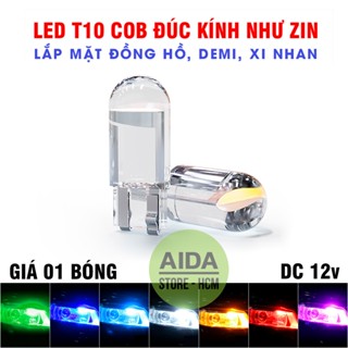 01 bóng LED T10 sáng tốt ĐÚC KÍNH như zin lắp mặt đồng hồ, demi, xi nhan xe máy, ô tô DC 12v