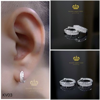 Bông tai bạc nam nữ Hoàng Minh Châu Jewelry (KV03), thiết kế thanh lịch chuẩn bạc chính hãng