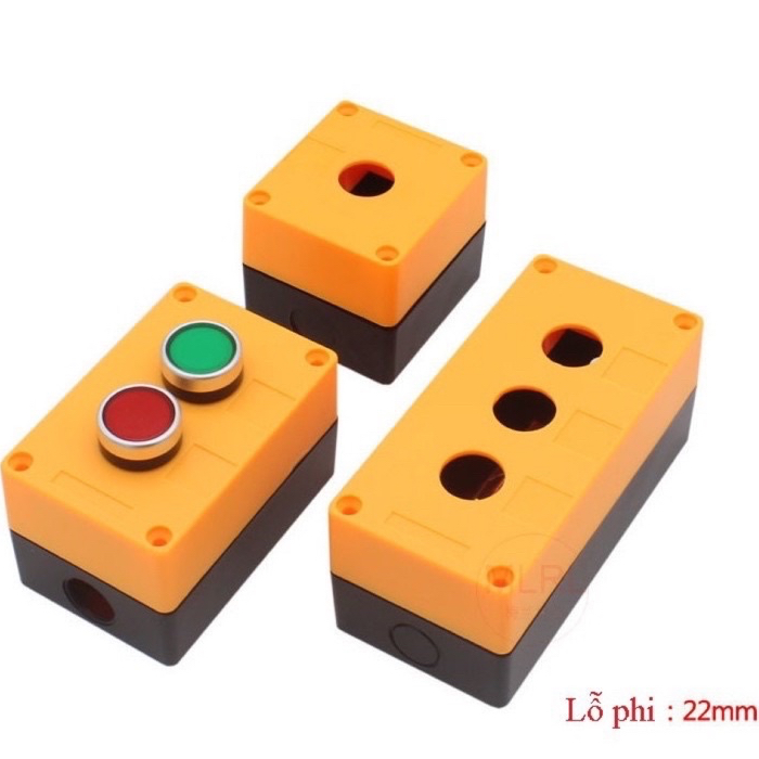 HỘP NÚT NHẤN PHI 22 (22mm) PHI 25 (25mm) màu vàng
