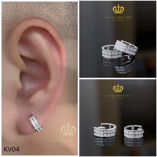 Bông tai bạc nam nữ Hoàng Minh Châu Jewelry ( KV04 ) nam nữ-khuyên tai tròn bạc S950 chính hãng