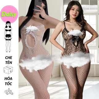 [CÓ BIGSIZE 40-85KG] Tất liền thân bodysuit lưới hở đáy sexy - bodystock đầm ngủ 2 dây mới lạ phối ren gợi cảm quyến rũ