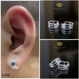 Bông tai bạc nam nữ Hoàng Minh Châu Jewelry ( KV06 ) nam nữ-khuyên tai tròn bạc S950 chính hãng