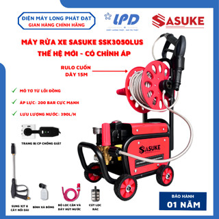  Máy Rửa Xe Chỉnh Áp Sasuke Chức Năng Chống Giật Rulo Cuốn Dây 15m Mô Tơ Lõi Đồng 