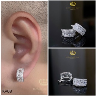 Bông tai bạc nam nữ Hoàng Minh Châu Jewelry ( KV08 ) nam nữ-khuyên tai tròn bạc S950 chính hãng