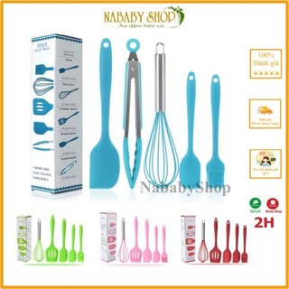 Bộ dụng cụ làm bánh nấu ăn dụng cụ nhà bếp 5 món silicone chịu nhiệt cao