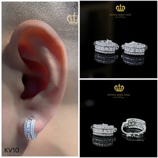 Bông tai bạc nam nữ Hoàng Minh Châu Jewelry ( KV10 ) nam nữ-khuyên tai tròn bạc S950 chính hãng