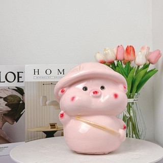 Heo đất tiết kiệm, heo đất đội mũ đáng yêu - xưởng lợn đất xld06