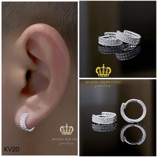 Bông tai bạc nam nữ Hoàng Minh Châu Jewelry (KV20), thiết kế thanh lịch chuẩn bạc chính hãng