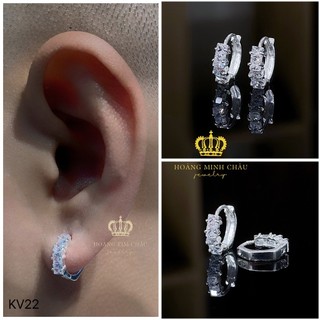 Bông tai bạc nam nữ Hoàng Minh Châu Jewelry (KV22), thiết kế thanh lịch chuẩn bạc chính hãng