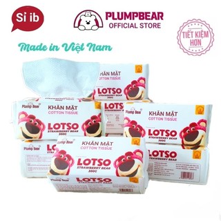 Khăn Giấy Gấu Dâu Gói 100 tờ 300G, khăn khô PlumpBear. Siêu dày, thấm hút tốt, tẩy trang, không xơ