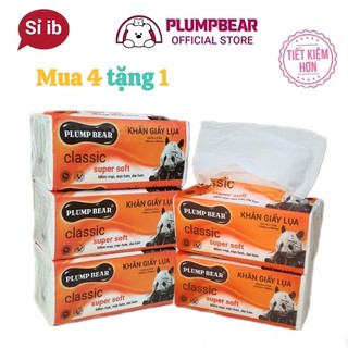 Giấy ăn gấu trúc PLUMPBEAR, giấy ăn rút, khăn giấy gói to 320 tờ 3 lớp. Mềm mịn, dai bền, không bụi.