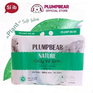 Giấy Vệ Sinh Cao Cấp PlumpBear, Cuộn giấy siêu to 12 Cuộn, 4 lớp, 1,6 Kg. Giấy nhập khẩu, mềm mịn.