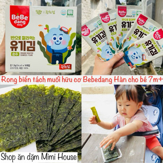 [Date 5/2025] Rong biển tách muối hữu cơ Bebedang Hàn Quốc cho bé 7m+: ăn trực tiếp, cuộn cơm, xé nhỏ trộn cơm cháo