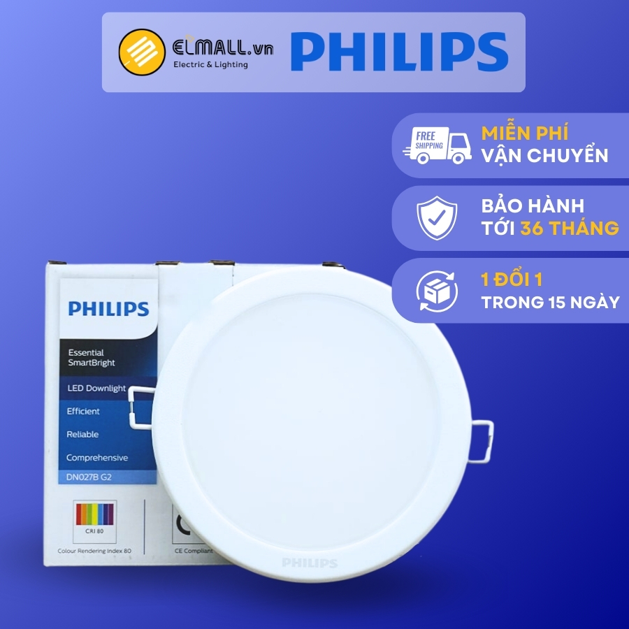 Đèn âm trần Philips DN027B G3 6W, 9W, 12W, 15W, 19W chính hãng