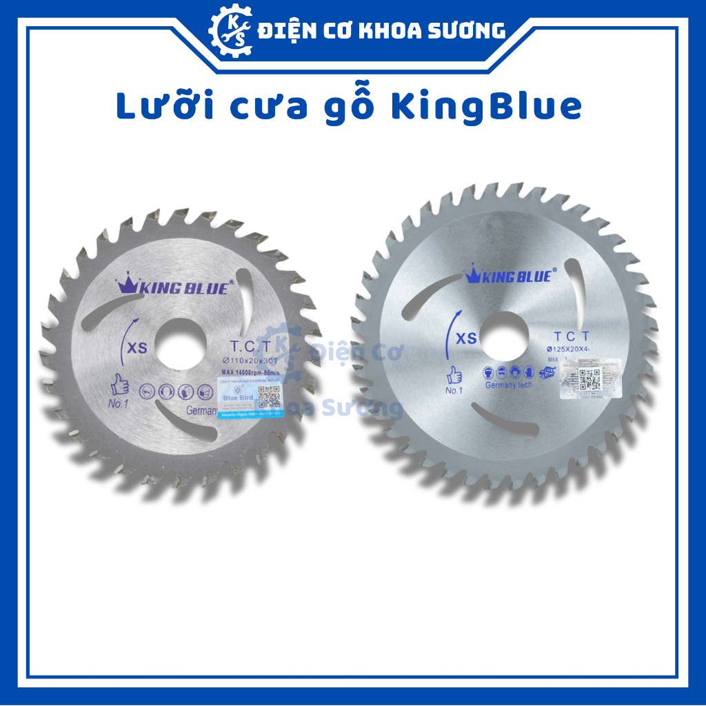 Lưỡi cưa gỗ 1 tấc 110mm 30 răng, 125mm 40 răng KingBlue, lưỡi cắt gỗ XS - Hàng chính hãng