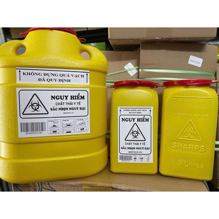 Bình huỷ bơm kim tiêm nhựa, Bình đựng vật sắc nhọn 6,8 lít và 1,5 lít,