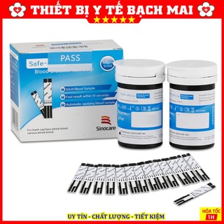 Que Thử Tiểu Đường, Que Thử Đường Huyết Safe - Accu SINOCARE [Hộp 50 Que + 50 Kim]