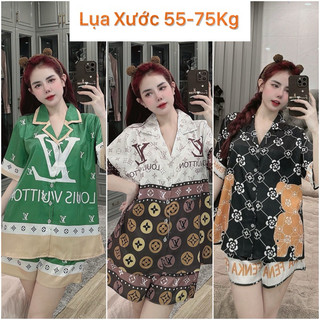 -Bộ ngủ đùi Bigsize lụa xước cao cấp in hoạ tiết dễ thương