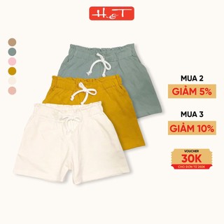 Quần short bé gái, quần đùi cho bé H&T mịn mát chất cotton 100% tông màu pastel từ 1-7 tuổi-QSBG006