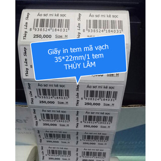 Giấy in tem mã vạch 2 tem 72*22mm Cuộn 30m dùng cho máy in tem Xprinter XP 350B. Tem nhiệt 35*22mm /1 tem
