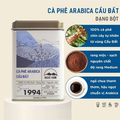 Cà Phê Arabica Cầu Đất Dalat Farm - Hộp 250Gr (Dạng bột)