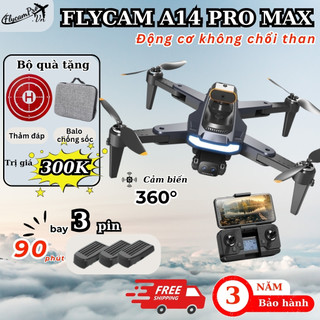Flycam A14 Pro max, Plycam động cơ không chổi than, Cảm biến chống va chạm, Play cam camera kép 8k