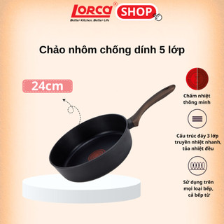 Chảo chống dính liền khối 5 lớp LORCA TA 2034A 24cm Công nghệ cảm biến nhiệt