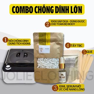 Combo triệt lông sáp wax nóng wax lông, nồi nấu sáp chống dính ceramic tặng mỡ trăn nguyên chất