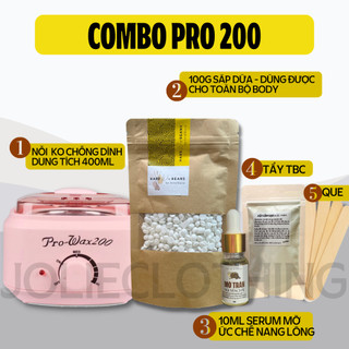 Combo triệt lông sáp wax nóng wax lông, nồi nấu sáp pro wax 200 tặng mỡ trăn nguyên chất