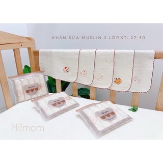 Khăn sữa 2 lớp muslin trắng 27x30cm mềm mại thân thiện với da bé Himom