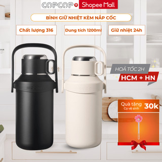 Bình giữ nhiệt kèm nắp cốc COPCOP,dung tích 1200ml chất lượng inox 316 chống han gỉ giữ nhiệt tới 24