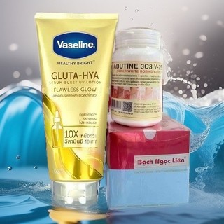  Combo Kem Body Bạch Ngọc Liên + Vaseline 10X Dưỡng ẩm + Kích trắng 3C3 - Trắng nhanh sau 7 ngày 