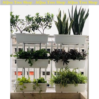 Bộ giá kệ trồng cây ban công 3 tầng và 3 chậu trồng cây thông minh 67x24x20cm