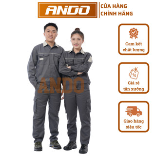 [AD11 - Nhận in logo] Quần áo bảo hộ lao động AD11 màu xám đậm, vải kaki 3/1, in đồng phục bảo hộ kỹ sư, công nhân