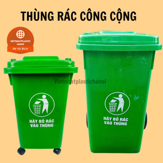 (CÓ VAT) Thùng rác nhựa công cộng có bánh xe các kích cỡ 30l, 60l, 80l, 100l, 120l, 240L Gia Long- MÀU XANH LÁ