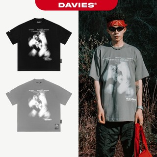 Áo phông local brand chính hãng DAVIES nam nữ form rộng tay lỡ màu đen, xám Whirl Tee | D31-T7