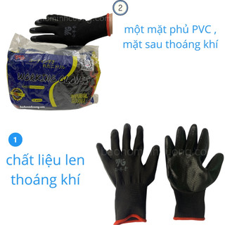 1 ĐÔI Găng Tay Làm Vườn viền đỏ Phủ Cao Su đen, Chống Trượt, Độ Bền Cao